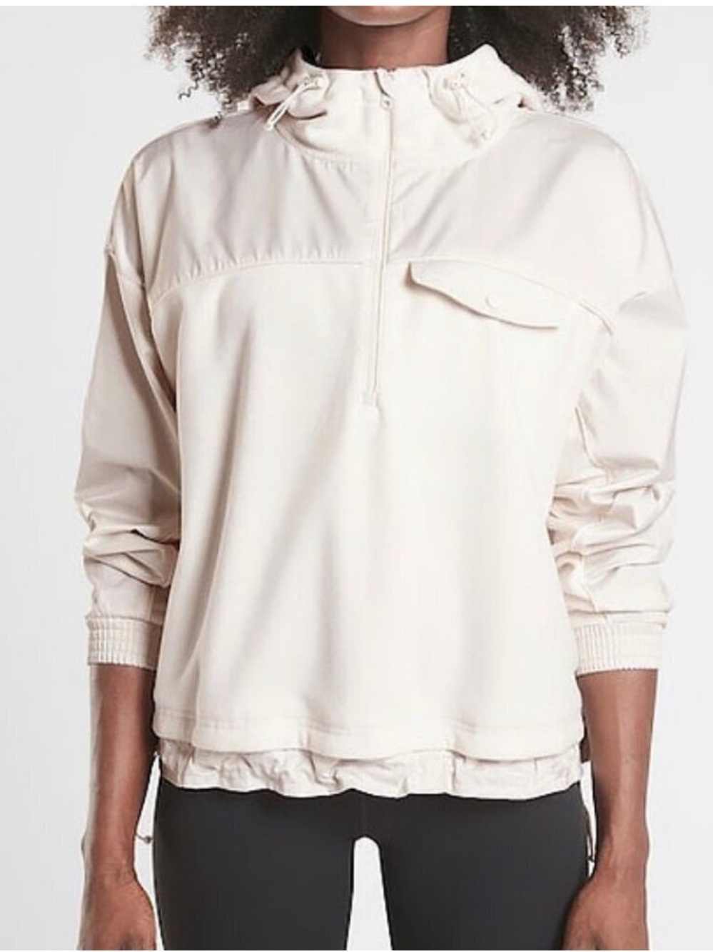 Athleta Zion Women's Cream Half-Zip Hoodie Jacket